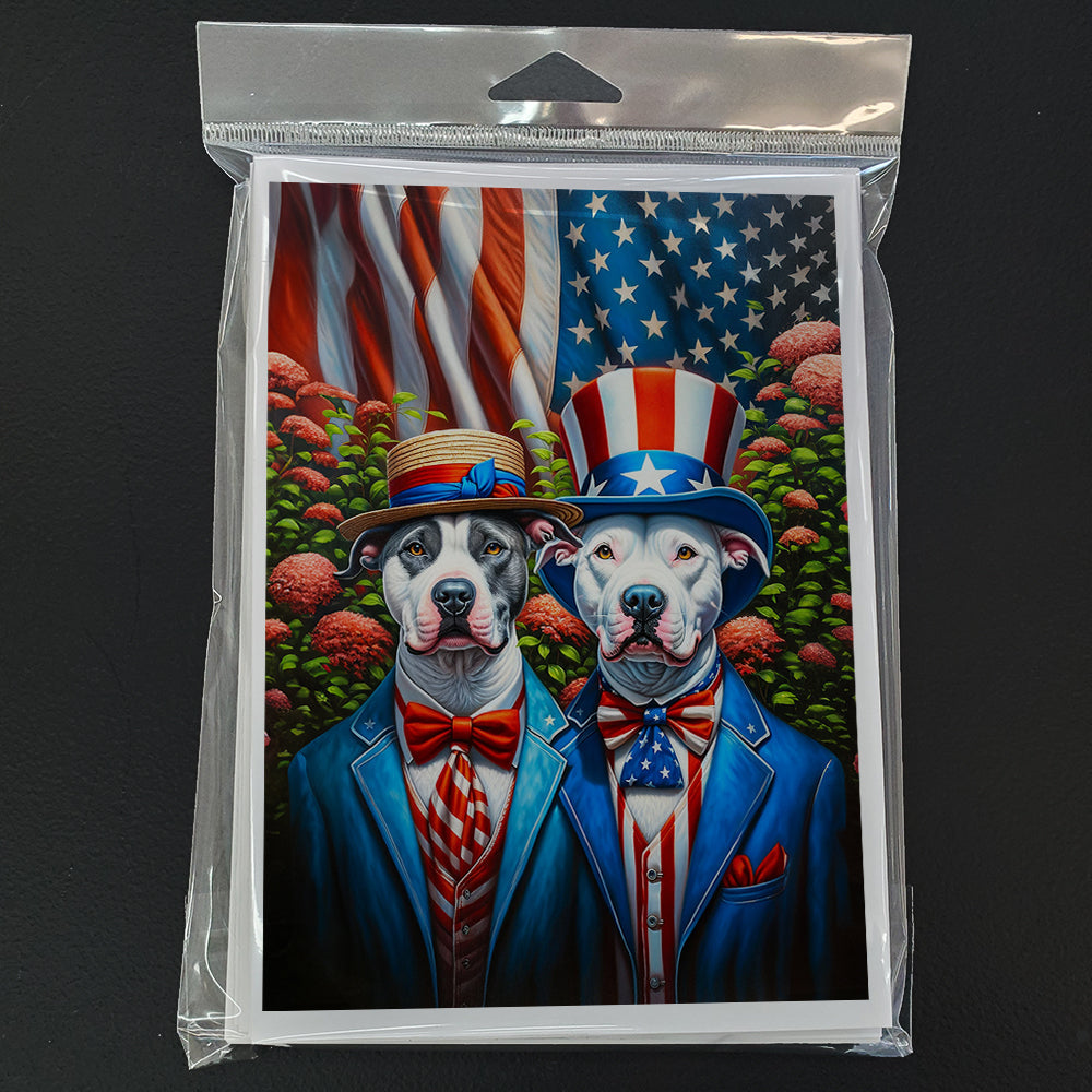 All American Pit Bull Terrier Greeting Cards Pack of 8 Blank Cards with Envelopes Whimsical A7 Size 5x7