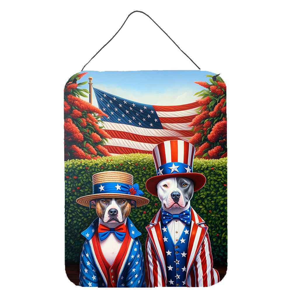 All American Pit Bull Terrier Wall or Door Hanging Prints Aluminum Metal Sign Kitchen Wall Bar Bathroom Plaque Home Decor Front Door Plaque, 12x16, Multicolor