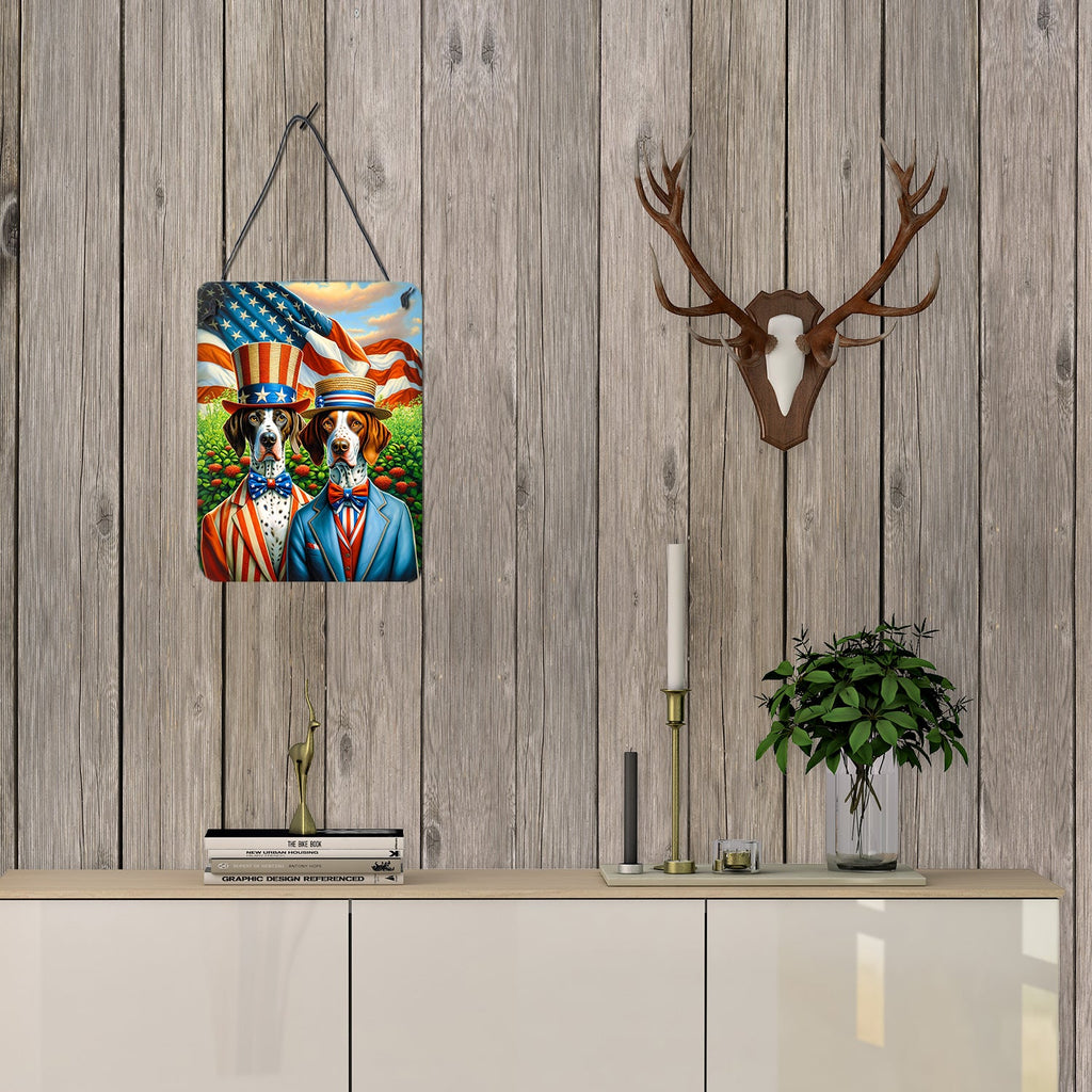 All American Pointer Wall or Door Hanging Prints Aluminum Metal Sign Kitchen Wall Bar Bathroom Plaque Home Decor Front Door Plaque, 12x16, Multicolor