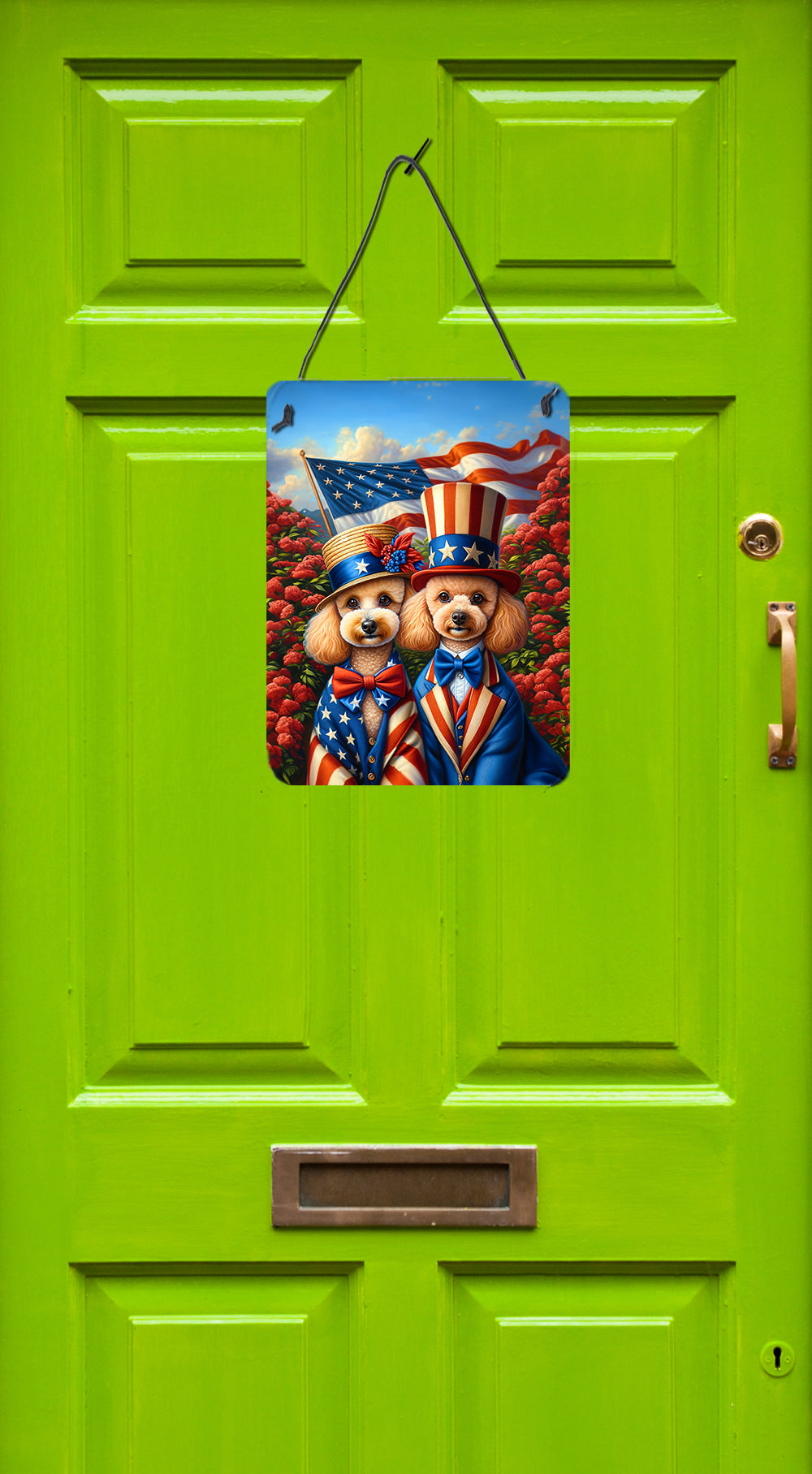 All American Poodle Wall or Door Hanging Prints Aluminum Metal Sign Kitchen Wall Bar Bathroom Plaque Home Decor Front Door Plaque, 12x16, Multicolor