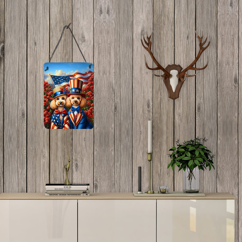 All American Poodle Wall or Door Hanging Prints Aluminum Metal Sign Kitchen Wall Bar Bathroom Plaque Home Decor Front Door Plaque, 12x16, Multicolor