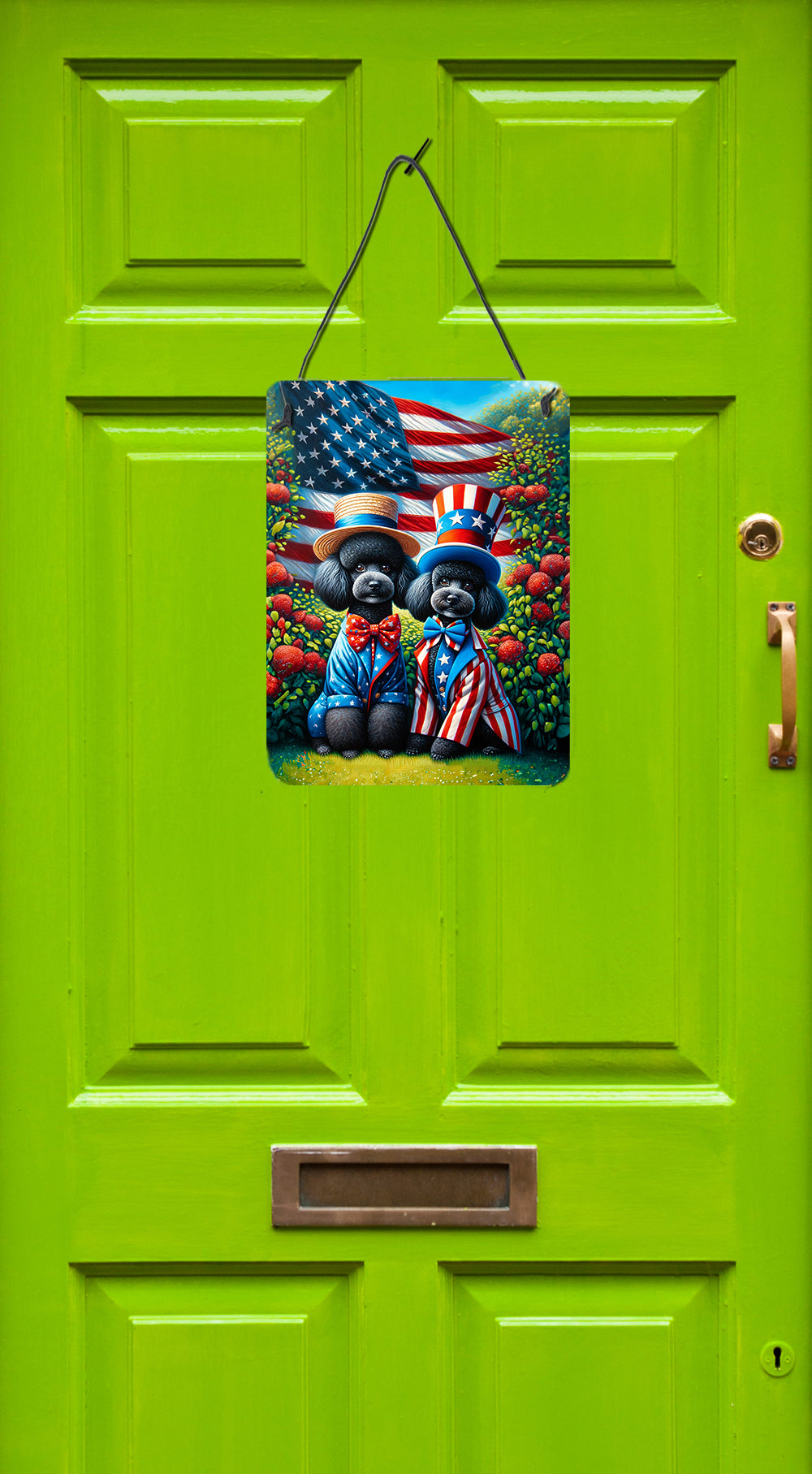 All American Poodle Wall or Door Hanging Prints Aluminum Metal Sign Kitchen Wall Bar Bathroom Plaque Home Decor Front Door Plaque, 12x16, Multicolor