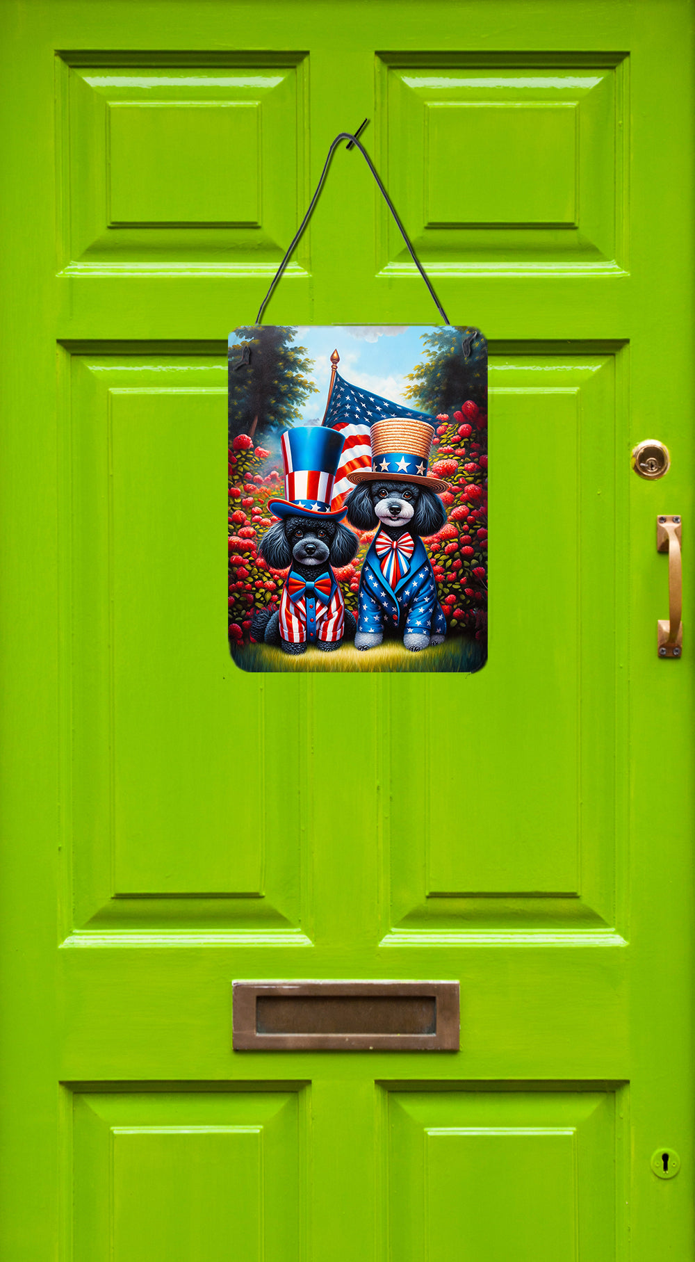 All American Poodle Wall or Door Hanging Prints Aluminum Metal Sign Kitchen Wall Bar Bathroom Plaque Home Decor Front Door Plaque, 12x16, Multicolor