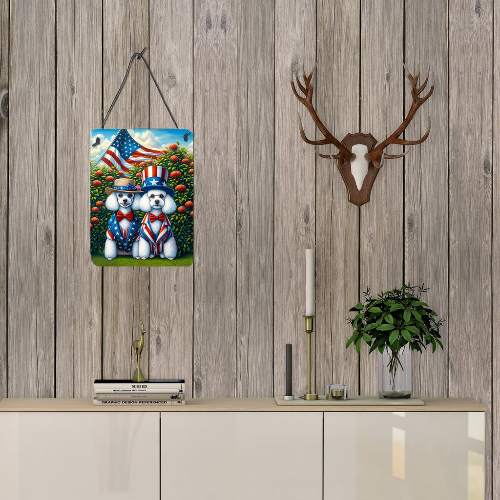All American Poodle Wall or Door Hanging Prints Aluminum Metal Sign Kitchen Wall Bar Bathroom Plaque Home Decor Front Door Plaque, 12x16, Multicolor