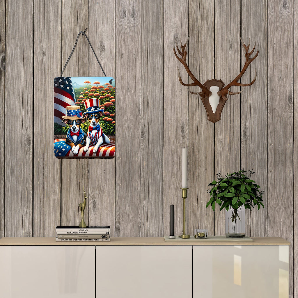 All American Rat Terrier Wall or Door Hanging Prints Aluminum Metal Sign Kitchen Wall Bar Bathroom Plaque Home Decor Front Door Plaque, 12x16, Multicolor