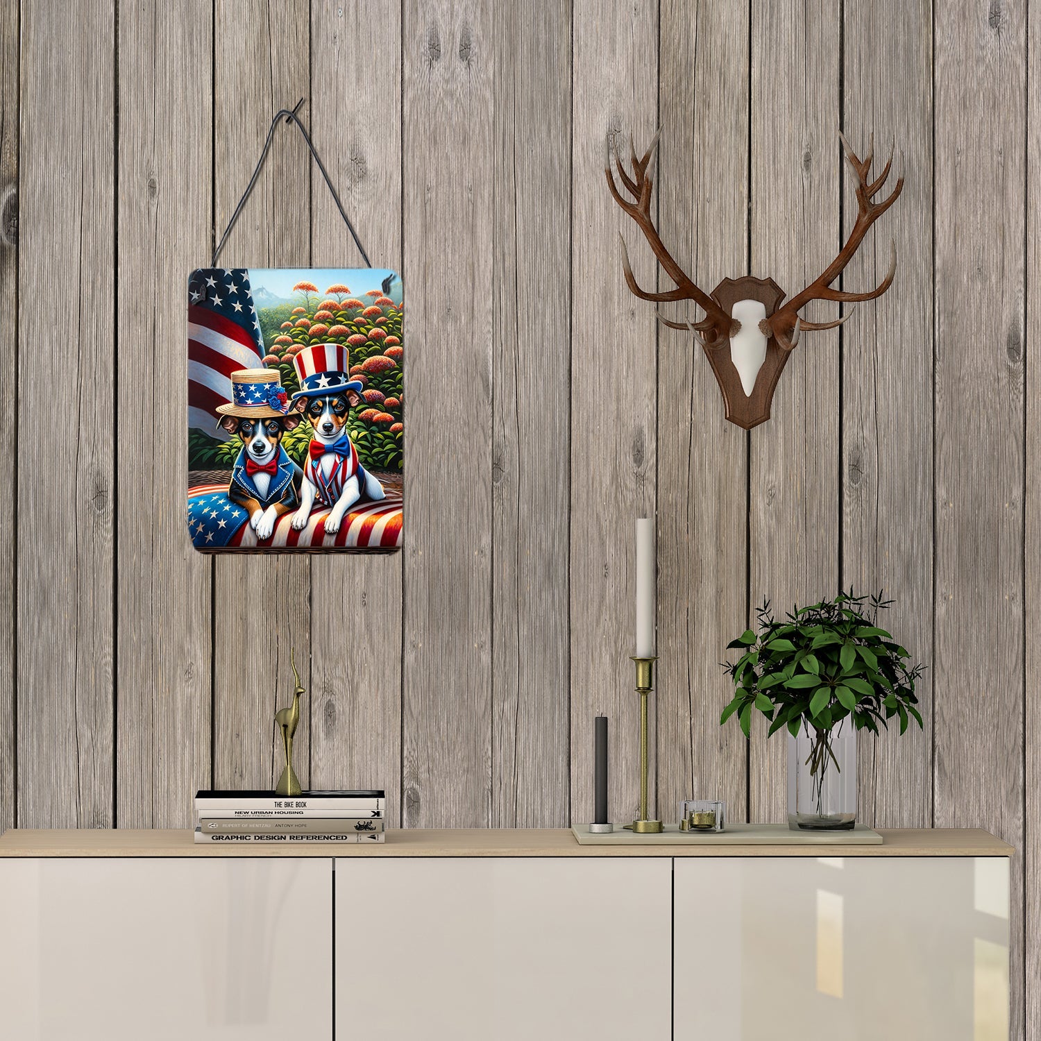 All American Rat Terrier Wall or Door Hanging Prints Aluminum Metal Sign Kitchen Wall Bar Bathroom Plaque Home Decor Front Door Plaque, 12x16, Multicolor