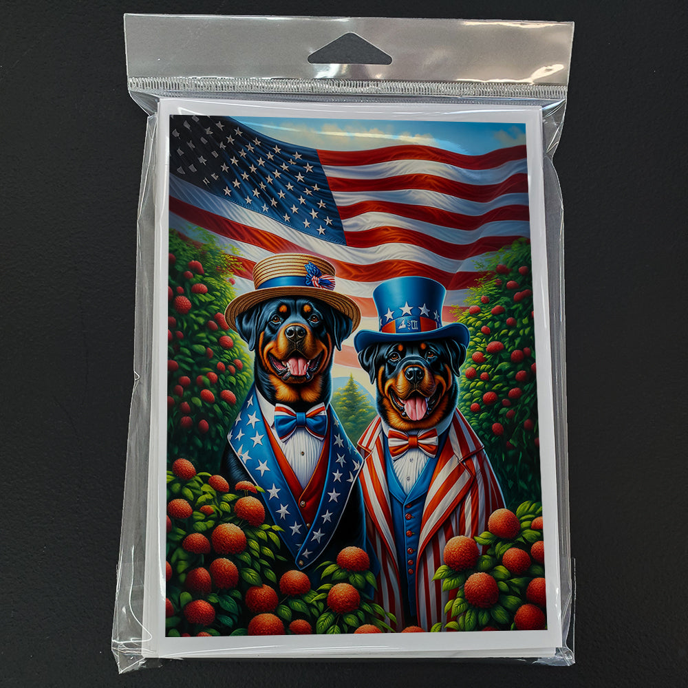 All American Rottweiler Greeting Cards Pack of 8 Blank Cards with Envelopes Whimsical A7 Size 5x7