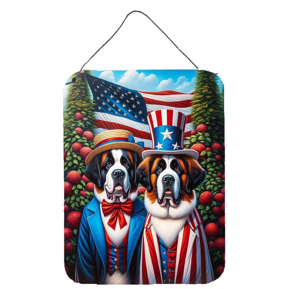 All American Saint Bernard Wall or Door Hanging Prints Aluminum Metal Sign Kitchen Wall Bar Bathroom Plaque Home Decor Front Door Plaque, 12x16, Multicolor