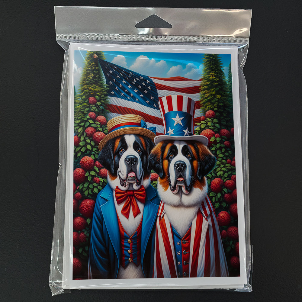 All American Saint Bernard Greeting Cards Pack of 8 Blank Cards with Envelopes Whimsical A7 Size 5x7