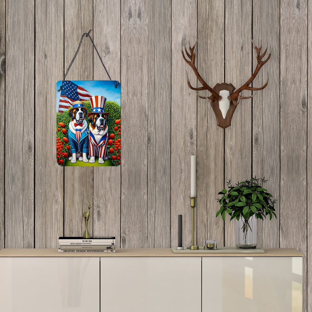 All American Saint Bernard Wall or Door Hanging Prints Aluminum Metal Sign Kitchen Wall Bar Bathroom Plaque Home Decor Front Door Plaque, 12x16, Multicolor