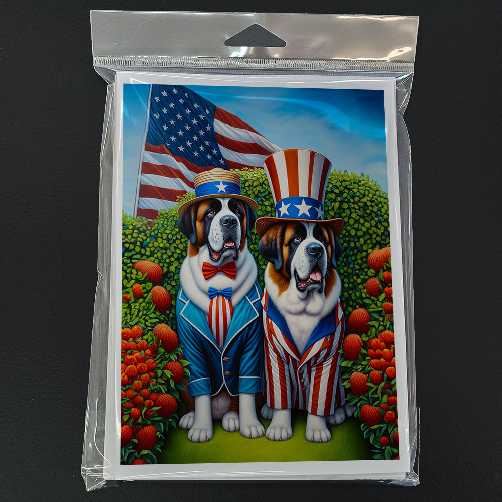 All American Saint Bernard Greeting Cards Pack of 8 Blank Cards with Envelopes Whimsical A7 Size 5x7