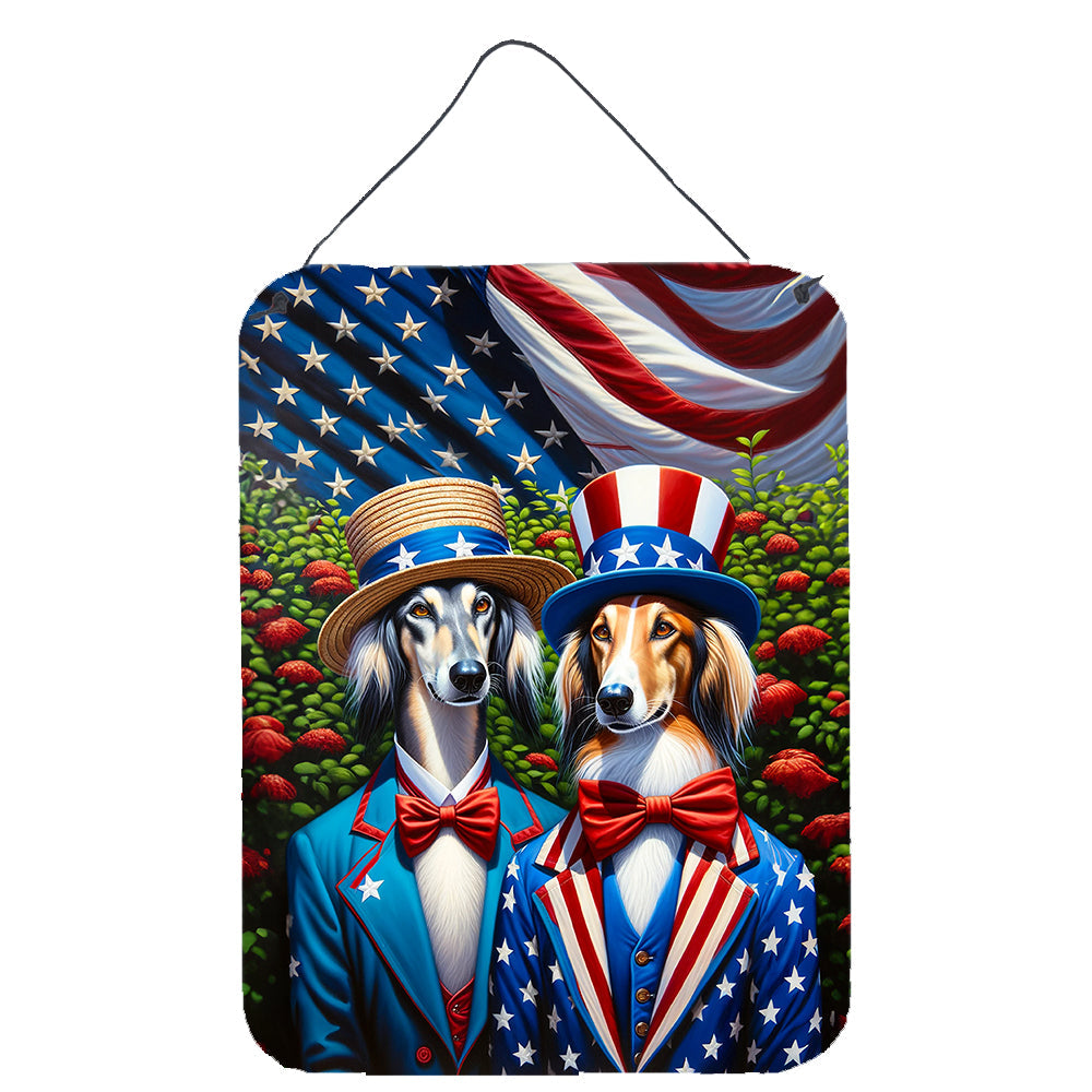 All American Saluki Wall or Door Hanging Prints Aluminum Metal Sign Kitchen Wall Bar Bathroom Plaque Home Decor Front Door Plaque, 12x16, Multicolor