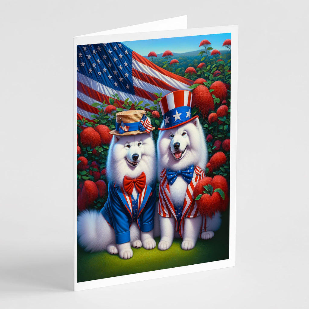 All American Samoyed Greeting Cards Pack of 8 Blank Cards with Envelopes Whimsical A7 Size 5x7