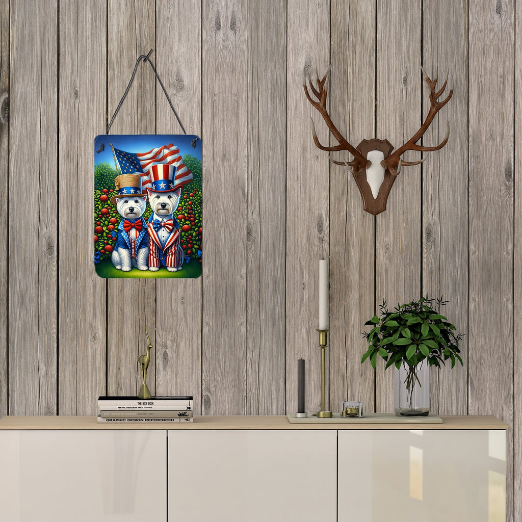 All American Westie Wall or Door Hanging Prints Aluminum Metal Sign Kitchen Wall Bar Bathroom Plaque Home Decor Front Door Plaque, 12x16, Multicolor
