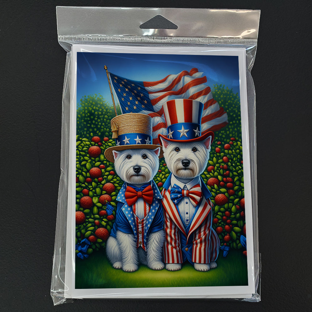 All American Westie Greeting Cards Pack of 8 Blank Cards with Envelopes Whimsical A7 Size 5x7