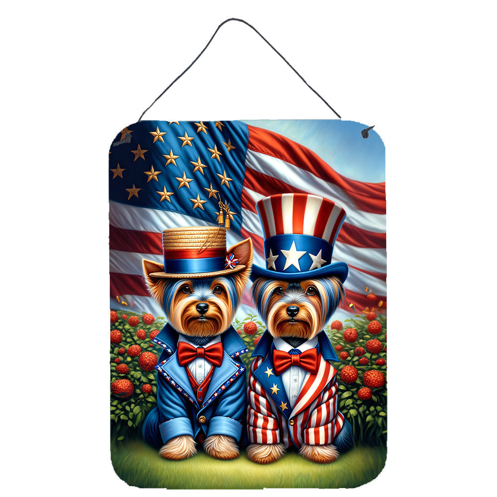 All American Yorkshire Terrier Wall or Door Hanging Prints Aluminum Metal Sign Kitchen Wall Bar Bathroom Plaque Home Decor Front Door Plaque, 12x16, Multicolor