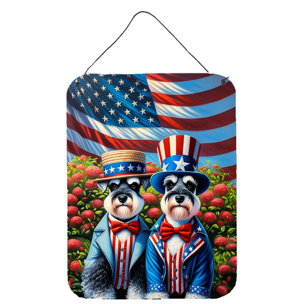 All American Schnauzer Wall or Door Hanging Prints Aluminum Metal Sign Kitchen Wall Bar Bathroom Plaque Home Decor Front Door Plaque, 12x16, Multicolor