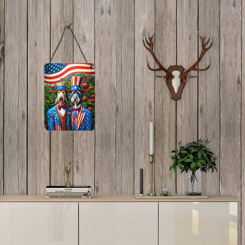 All American Scottish Deerhound Wall or Door Hanging Prints Aluminum Metal Sign Kitchen Wall Bar Bathroom Plaque Home Decor Front Door Plaque, 12x16, Multicolor