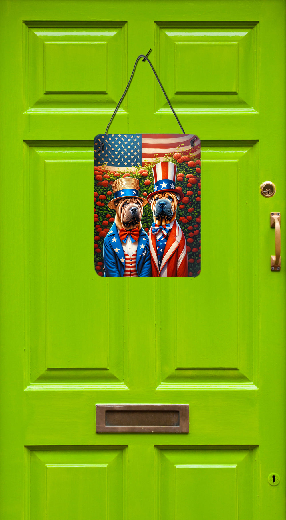 All American Shar Pei Wall or Door Hanging Prints Aluminum Metal Sign Kitchen Wall Bar Bathroom Plaque Home Decor Front Door Plaque, 12x16, Multicolor