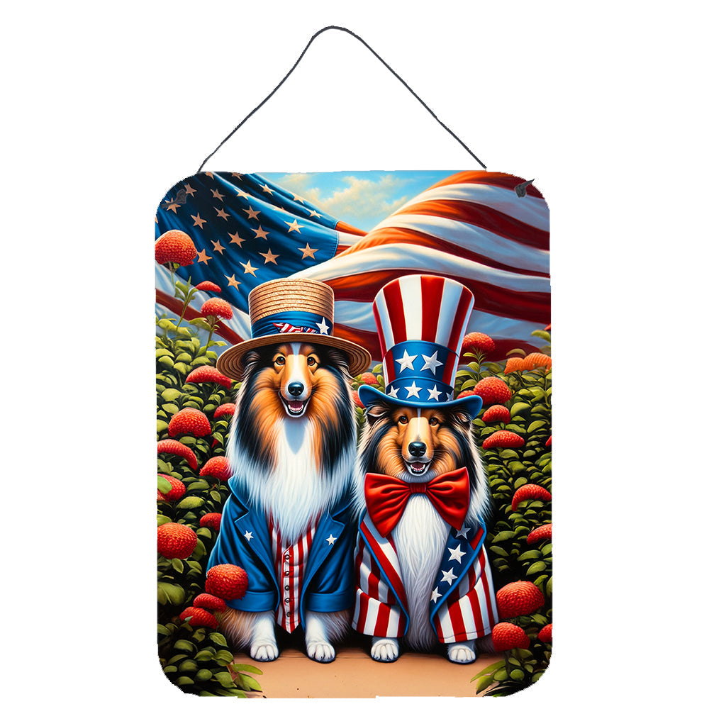 All American Sheltie Wall or Door Hanging Prints Aluminum Metal Sign Kitchen Wall Bar Bathroom Plaque Home Decor Front Door Plaque, 12x16, Multicolor