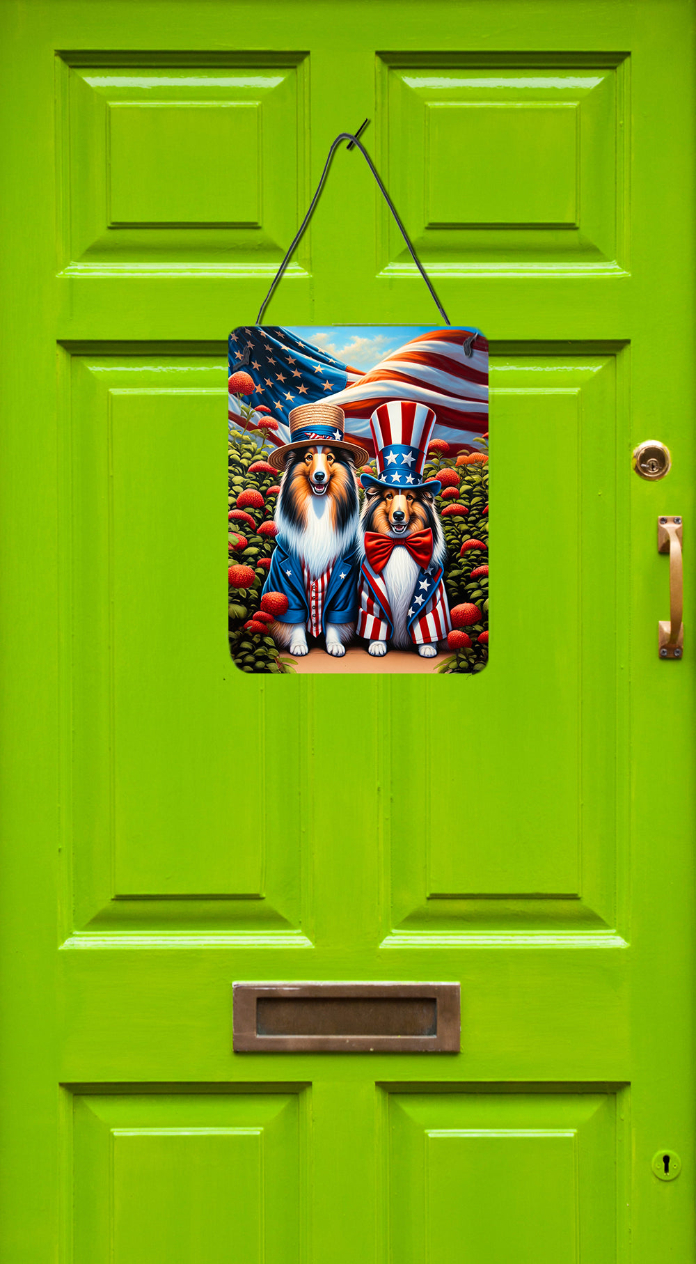 All American Sheltie Wall or Door Hanging Prints Aluminum Metal Sign Kitchen Wall Bar Bathroom Plaque Home Decor Front Door Plaque, 12x16, Multicolor