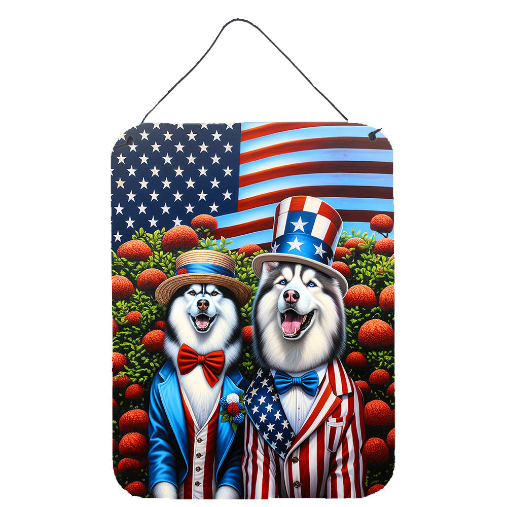 All American Siberian Husky Wall or Door Hanging Prints Aluminum Metal Sign Kitchen Wall Bar Bathroom Plaque Home Decor Front Door Plaque, 12x16, Multicolor
