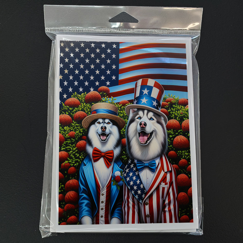 All American Siberian Husky Greeting Cards Pack of 8 Blank Cards with Envelopes Whimsical A7 Size 5x7