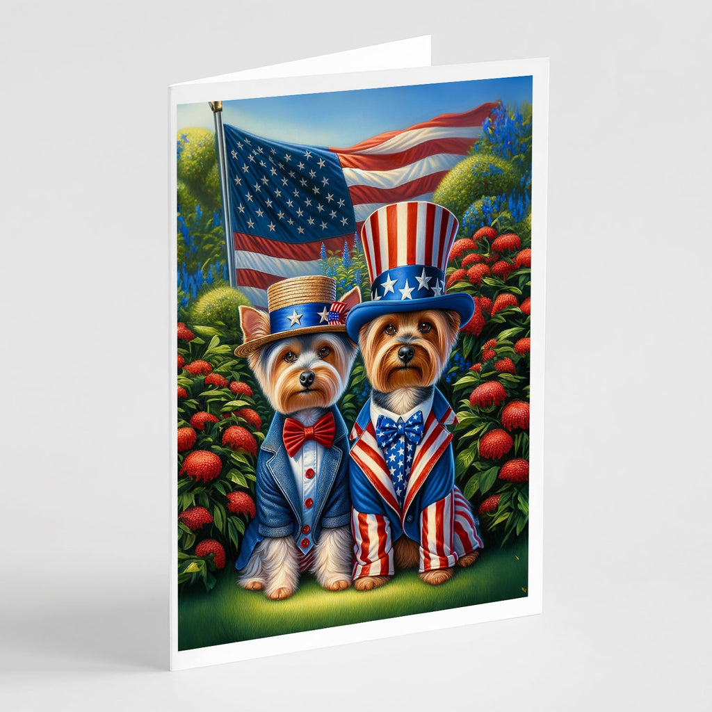 All American Silky Terrier Greeting Cards Pack of 8 Blank Cards with Envelopes Whimsical A7 Size 5x7