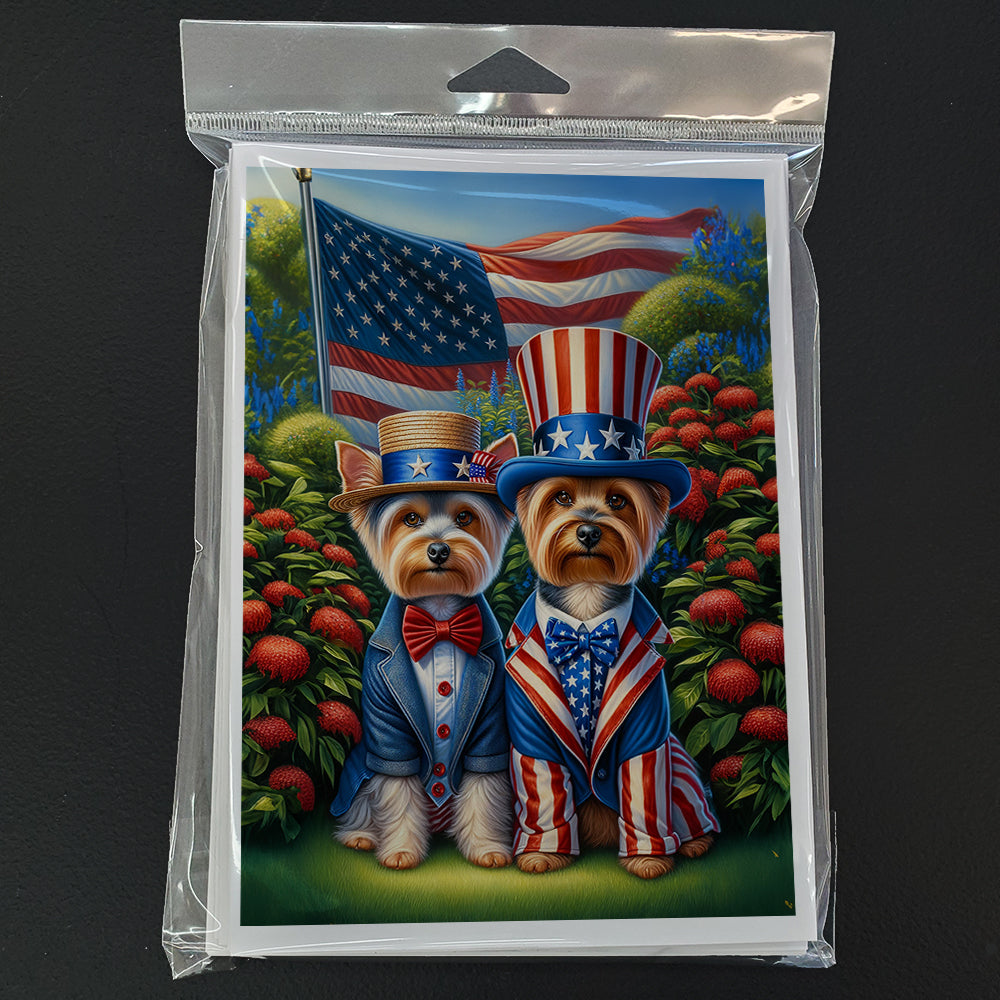 All American Silky Terrier Greeting Cards Pack of 8 Blank Cards with Envelopes Whimsical A7 Size 5x7