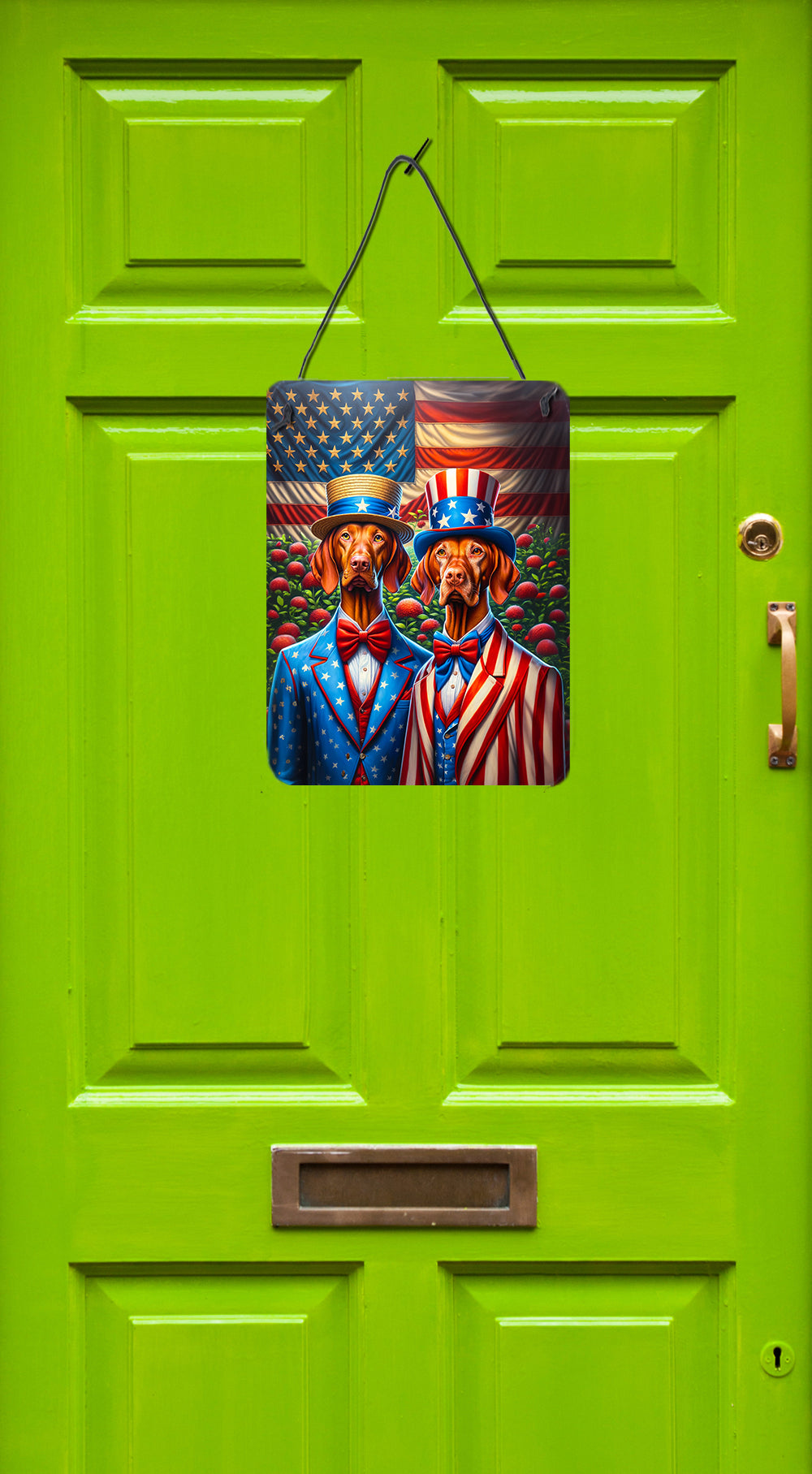 All American Vizsla Wall or Door Hanging Prints Aluminum Metal Sign Kitchen Wall Bar Bathroom Plaque Home Decor Front Door Plaque, 12x16, Multicolor