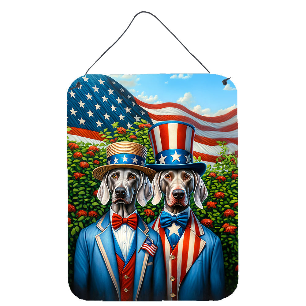 All American Weimaraner Wall or Door Hanging Prints Aluminum Metal Sign Kitchen Wall Bar Bathroom Plaque Home Decor Front Door Plaque, 12x16, Multicolor
