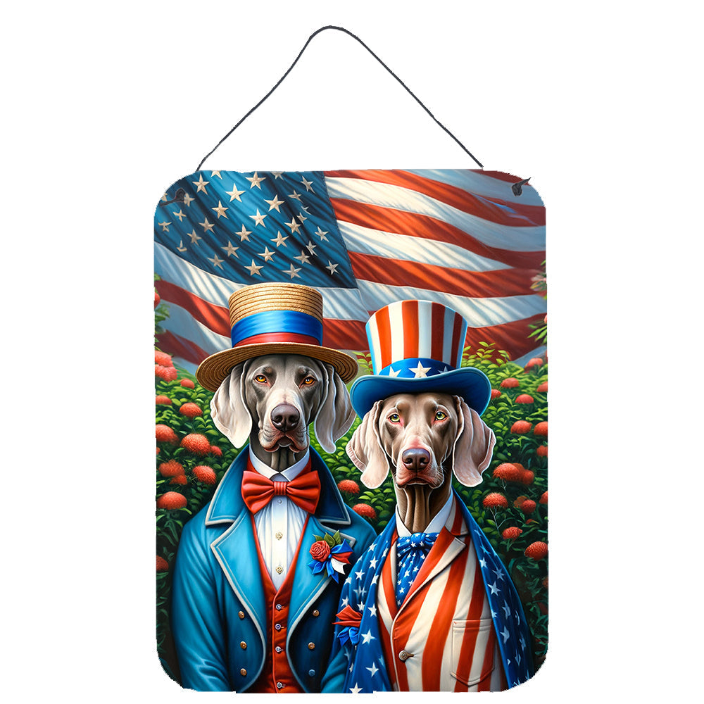 All American Weimaraner Wall or Door Hanging Prints Aluminum Metal Sign Kitchen Wall Bar Bathroom Plaque Home Decor Front Door Plaque, 12x16, Multicolor
