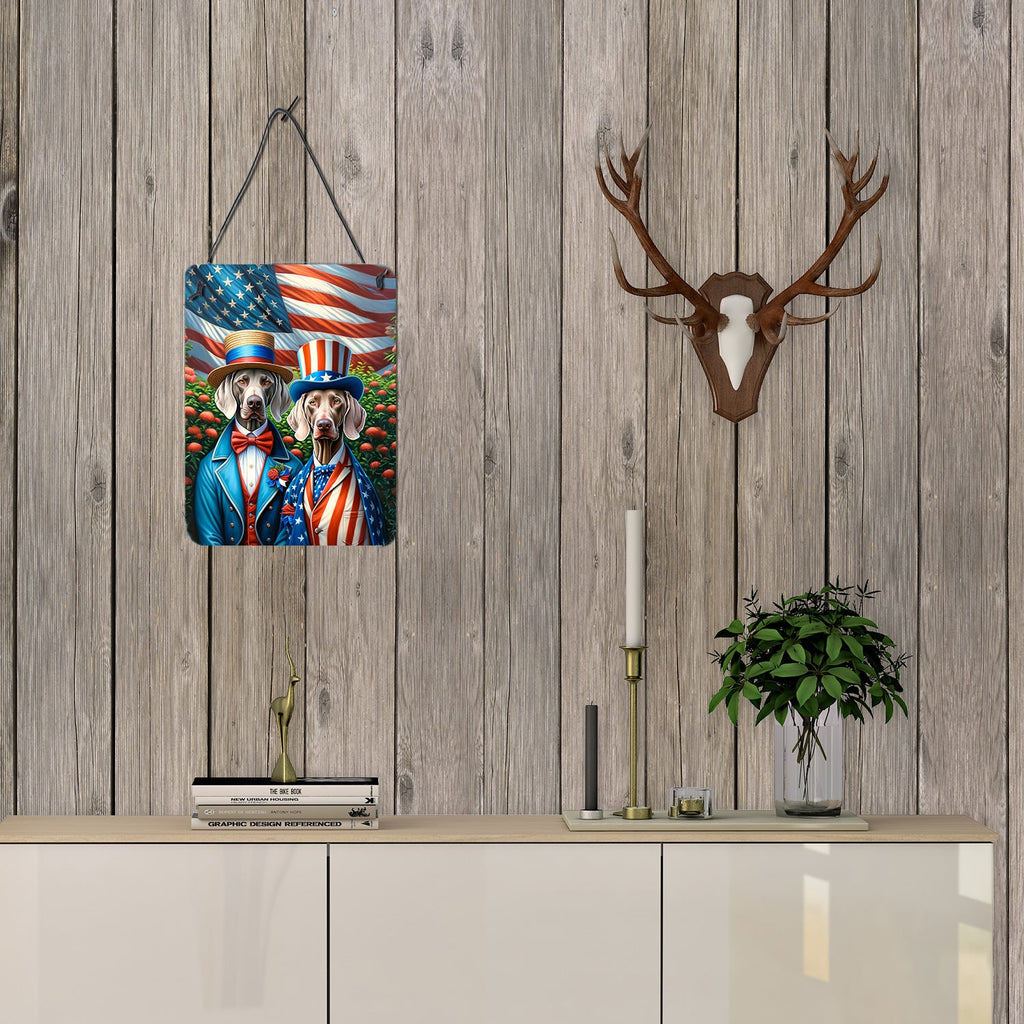 All American Weimaraner Wall or Door Hanging Prints Aluminum Metal Sign Kitchen Wall Bar Bathroom Plaque Home Decor Front Door Plaque, 12x16, Multicolor