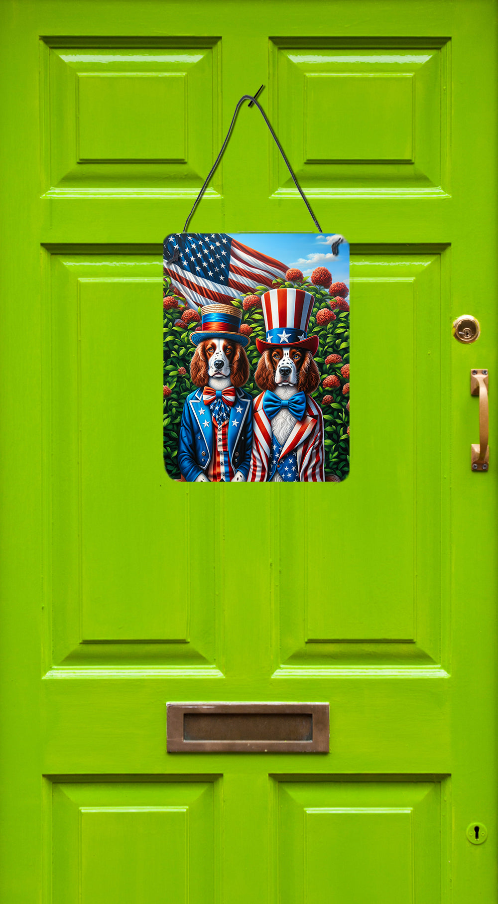 All American Welsh Springer Spaniel Wall or Door Hanging Prints Aluminum Metal Sign Kitchen Wall Bar Bathroom Plaque Home Decor Front Door Plaque, 12x16, Multicolor
