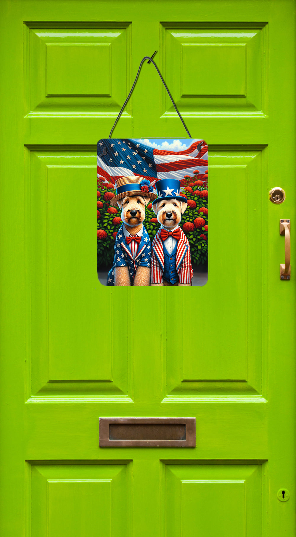 All American Wheaten Terrier Wall or Door Hanging Prints Aluminum Metal Sign Kitchen Wall Bar Bathroom Plaque Home Decor Front Door Plaque, 12x16, Multicolor
