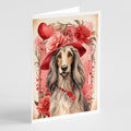 Afghan Hound Valentine Roses Greeting Cards Pack of 8 Blank Cards with Envelopes Whimsical A7 Size 5x7