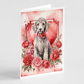 Bedlington Terrier Valentine Roses Greeting Cards Pack of 8 Blank Cards with Envelopes Whimsical A7 Size 5x7