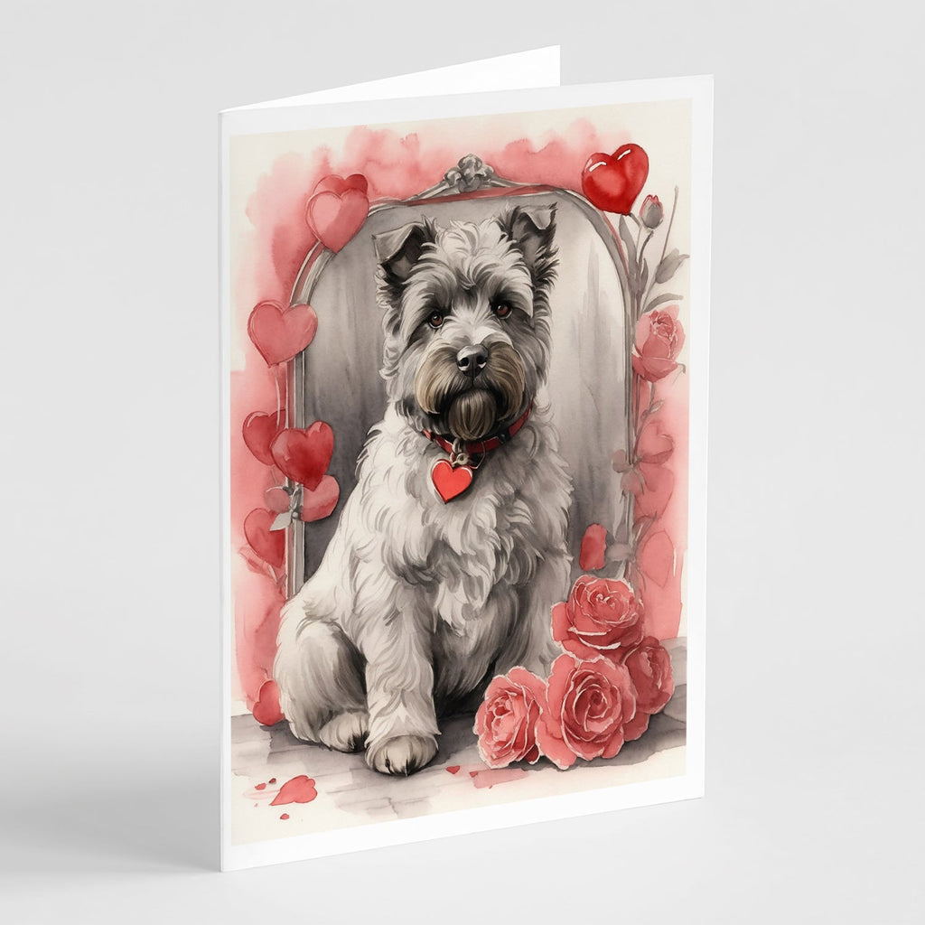 Bouvier des Flandres Valentine Roses Greeting Cards Pack of 8 Blank Cards with Envelopes Whimsical A7 Size 5x7