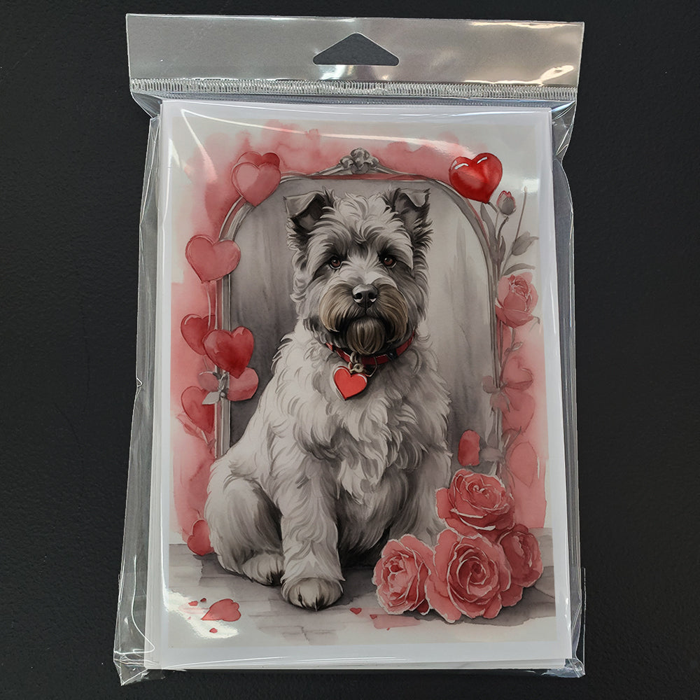 Bouvier des Flandres Valentine Roses Greeting Cards Pack of 8 Blank Cards with Envelopes Whimsical A7 Size 5x7