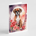 Boxer Valentine Roses Greeting Cards Pack of 8 Blank Cards with Envelopes Whimsical A7 Size 5x7