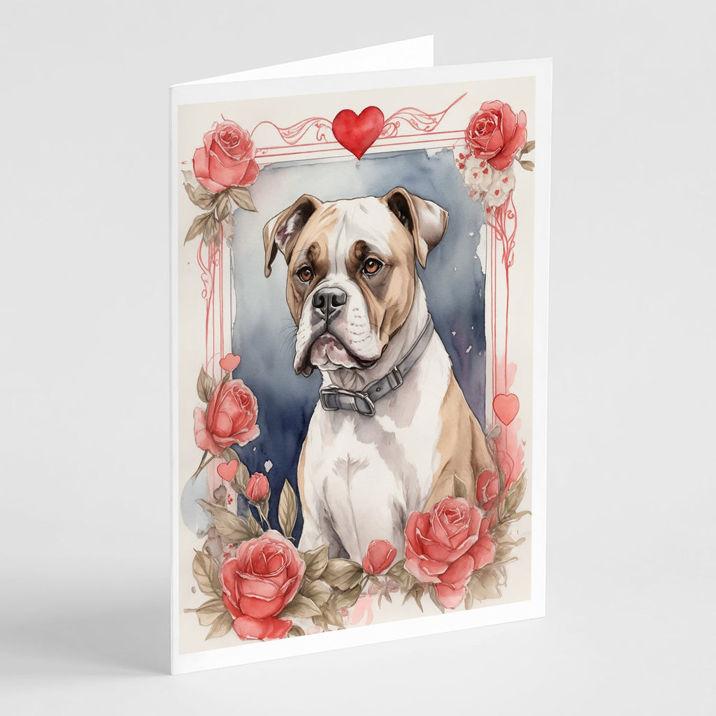 Boxer Valentine Roses Greeting Cards Pack of 8 Blank Cards with Envelopes Whimsical A7 Size 5x7