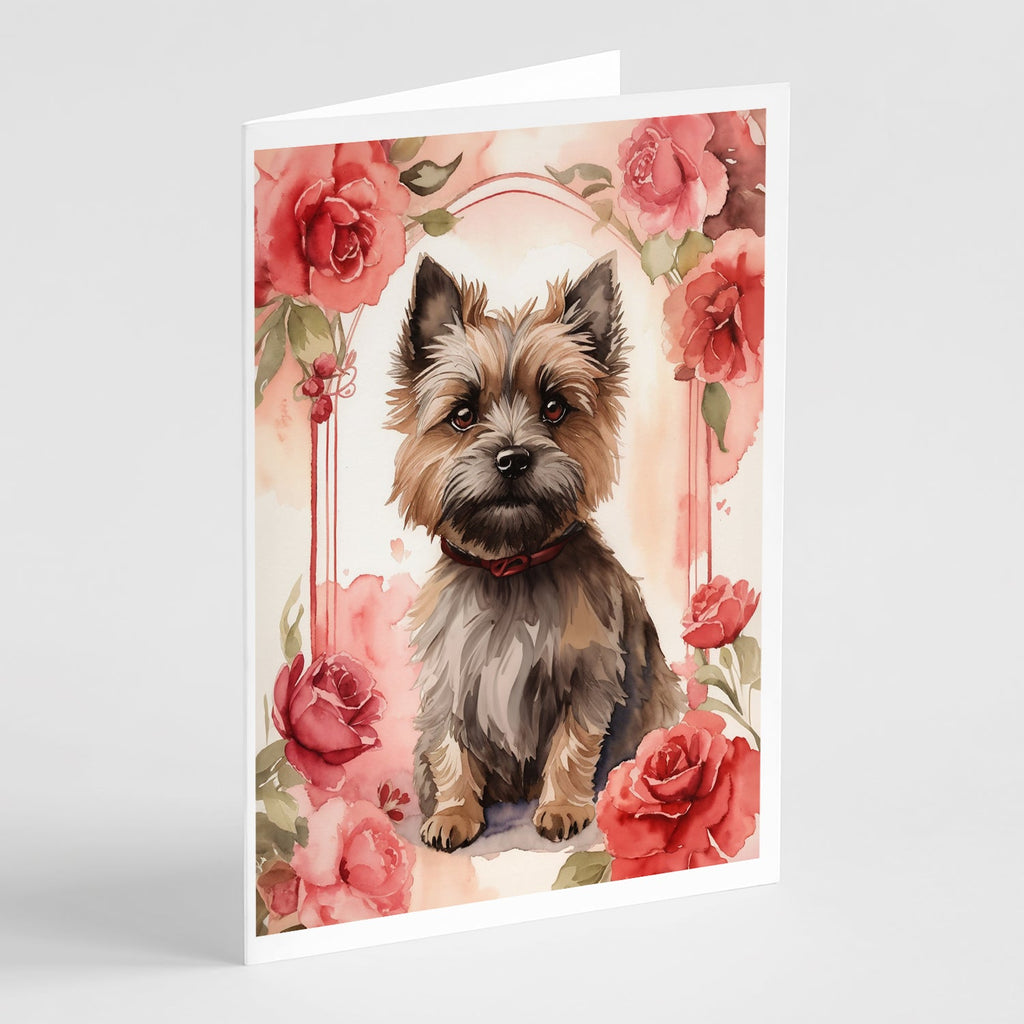 Cairn Terrier Valentine Roses Greeting Cards Pack of 8 Blank Cards with Envelopes Whimsical A7 Size 5x7