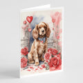 Cocker Spaniel Valentine Roses Greeting Cards Pack of 8 Blank Cards with Envelopes Whimsical A7 Size 5x7