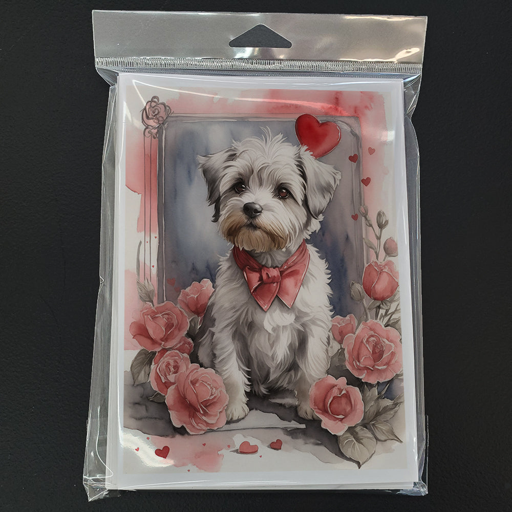 Dandie Dinmont Terrier Valentine Roses Greeting Cards Pack of 8 Blank Cards with Envelopes Whimsical A7 Size 5x7