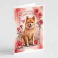 Finnish Spitz Valentine Roses Greeting Cards Pack of 8 Blank Cards with Envelopes Whimsical A7 Size 5x7