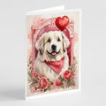 Great Pyrenees Valentine Roses Greeting Cards Pack of 8 Blank Cards with Envelopes Whimsical A7 Size 5x7