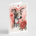 Italian Greyhound Valentine Roses Greeting Cards Pack of 8 Blank Cards with Envelopes Whimsical A7 Size 5x7