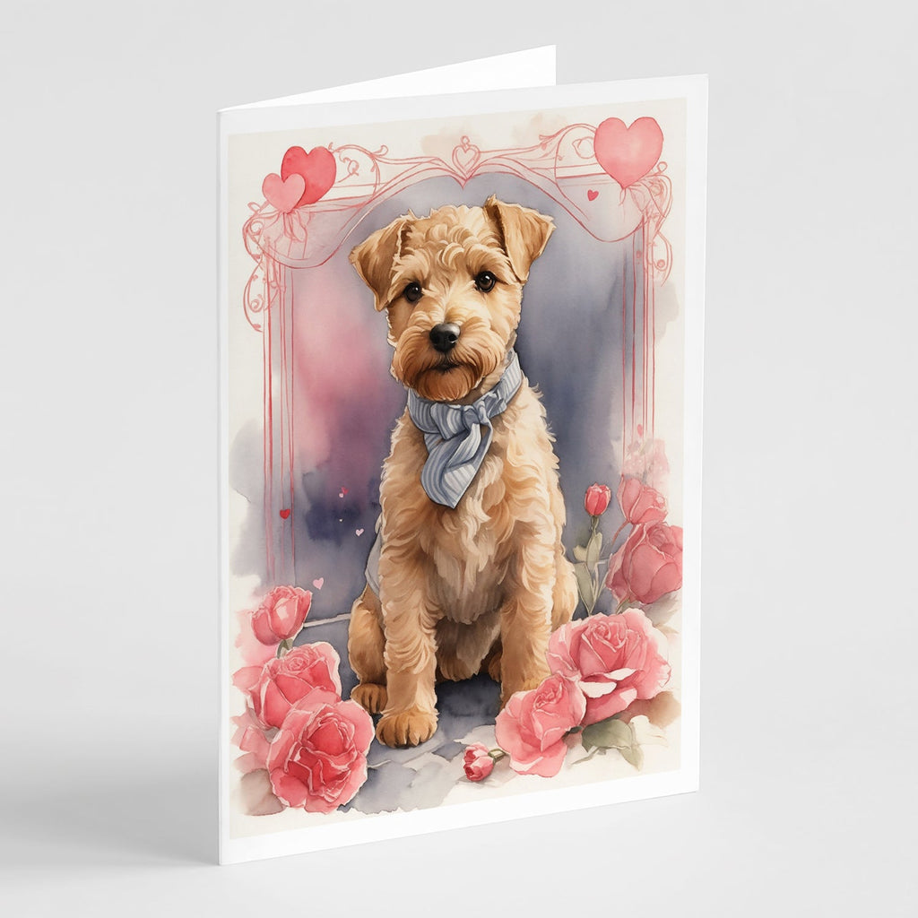 Lakeland Terrier Valentine Roses Greeting Cards Pack of 8 Blank Cards with Envelopes Whimsical A7 Size 5x7