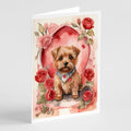 Norfolk Terrier Valentine Roses Greeting Cards Pack of 8 Blank Cards with Envelopes Whimsical A7 Size 5x7