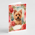 Norwich Terrier Valentine Roses Greeting Cards Pack of 8 Blank Cards with Envelopes Whimsical A7 Size 5x7